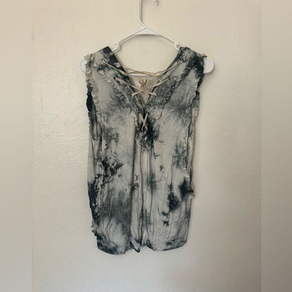 POL loose fitting ruffled sleeve top tie up back size medium - Picture 3 of 3